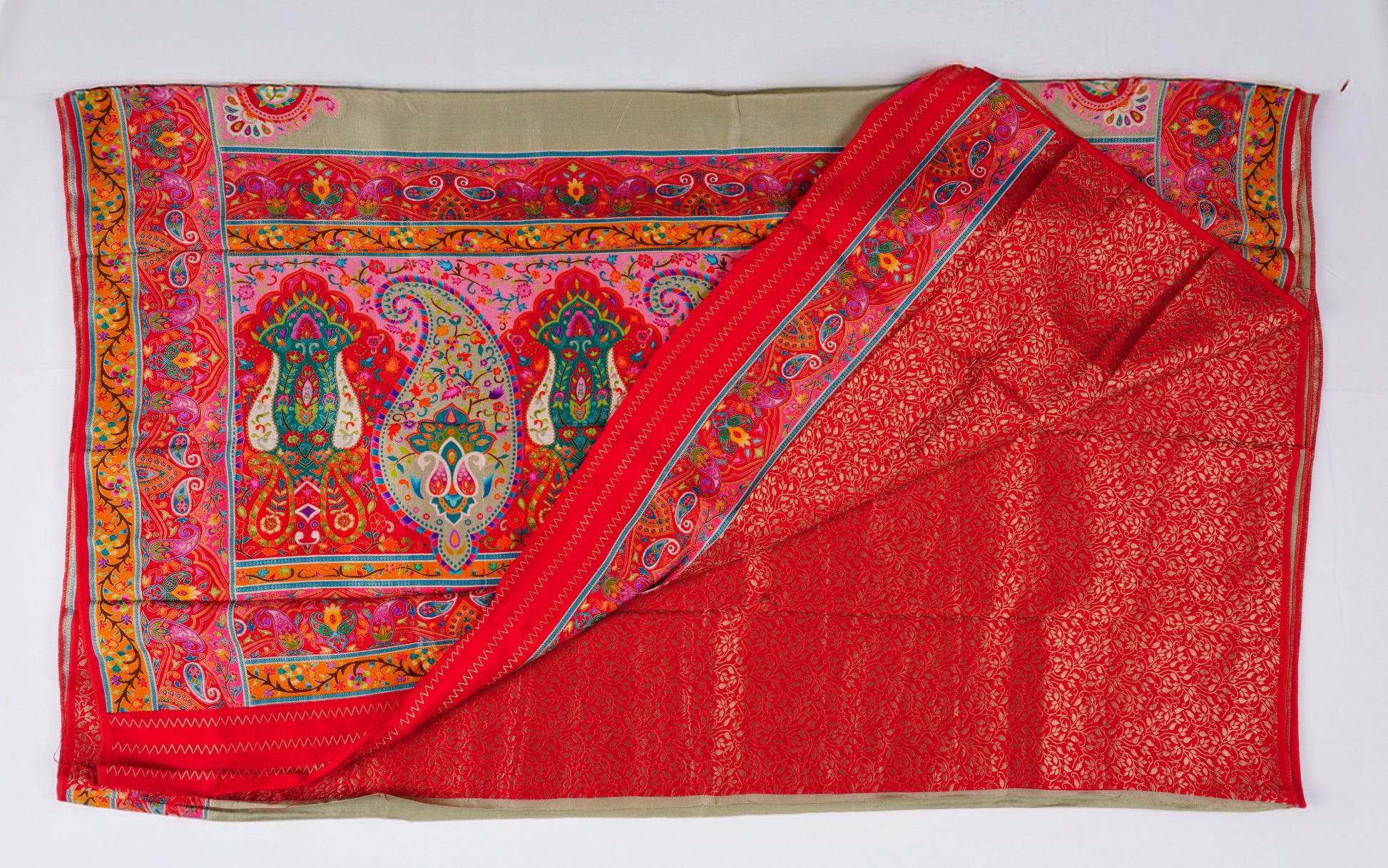 Crepe with pashmina work