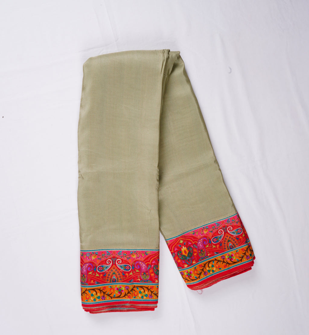 Crepe with pashmina work